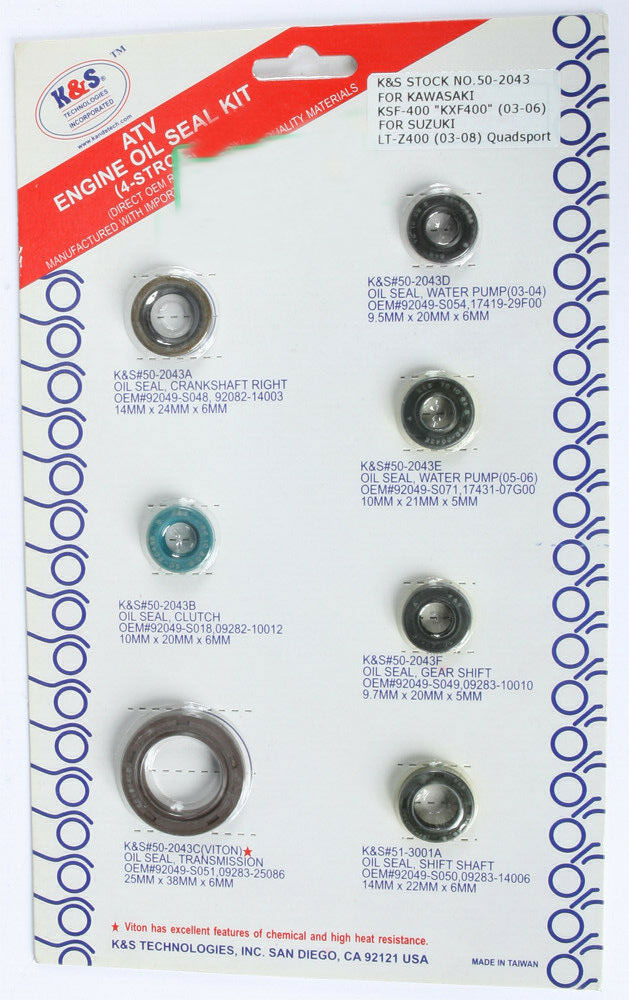 OIL SEAL ENGINE KIT 50-2043 K&S new SUZUKI LTZ400 LT450 KAWASAKI KSF400