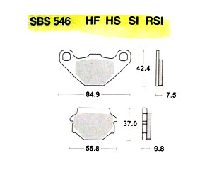Front brake pad SBS - 546SI ATC KXT 250 1985-86
