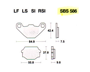 Plaquette frein arrière SBS - 586SI ATC KAWA KXT 250 86