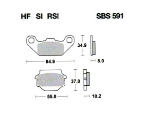 Plaquette frein avant SBS 591 ATC KAWASAKI KXT 250 87