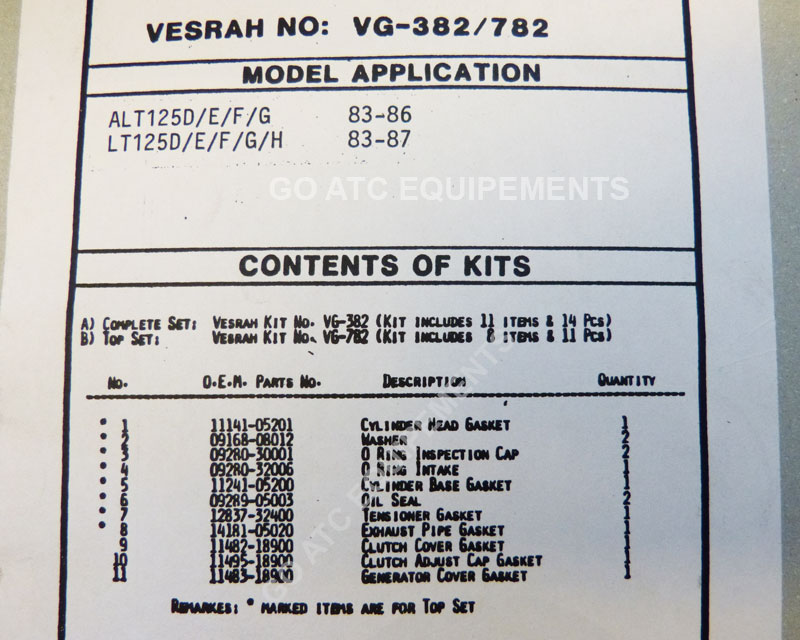 Gasket set TOP END ATC SUZUKI ALT/LT 125 1983-87 - Image 2